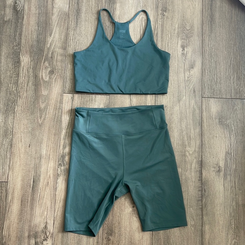 Girlfriend Collective Biker Shorts and Bra Set